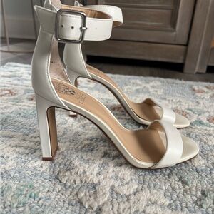 Elegant White Ankle Strap Heels